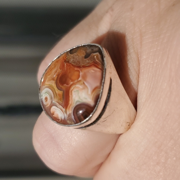 New Men's Crazy Lace Agate 925 Silver Ring. - Picture 12 of 15